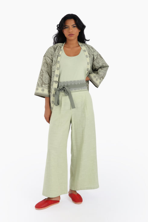 Embroidered linen belt